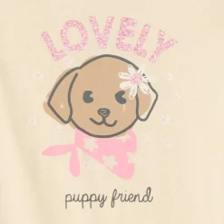 T-shirt met korte mouwen en fantasiedruk met glitters voor meisjesbaby's.