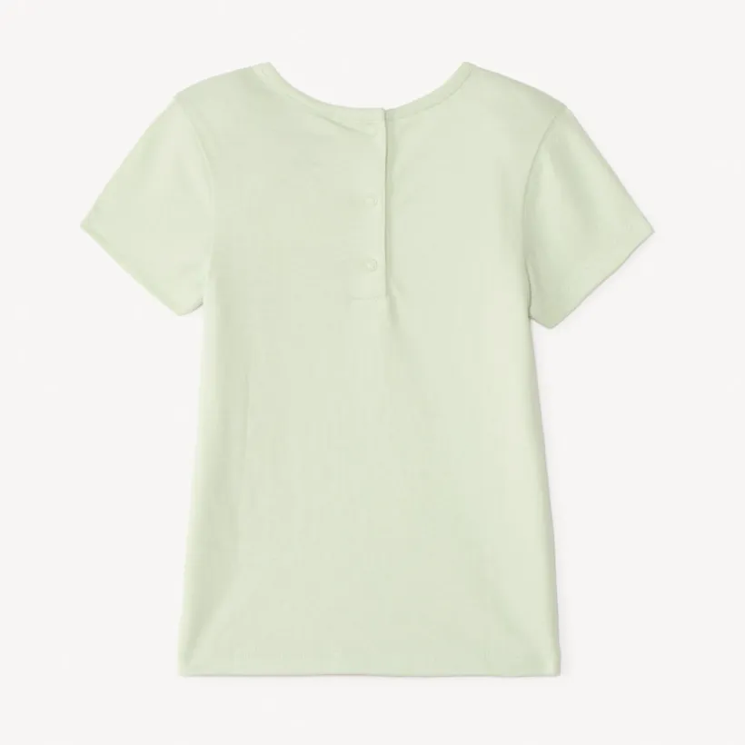 T-shirt met korte mouwen en fantasiedruk met glitters voor meisjesbaby's.