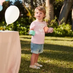 T-shirt met korte mouwen en fantasieprint voor babymeisjes