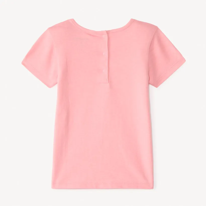 T-shirt met korte mouwen en fantasiedruk met glitters voor meisjesbaby's.