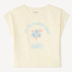 T-shirt met korte mouwen en geborduurde bloemen meisjes