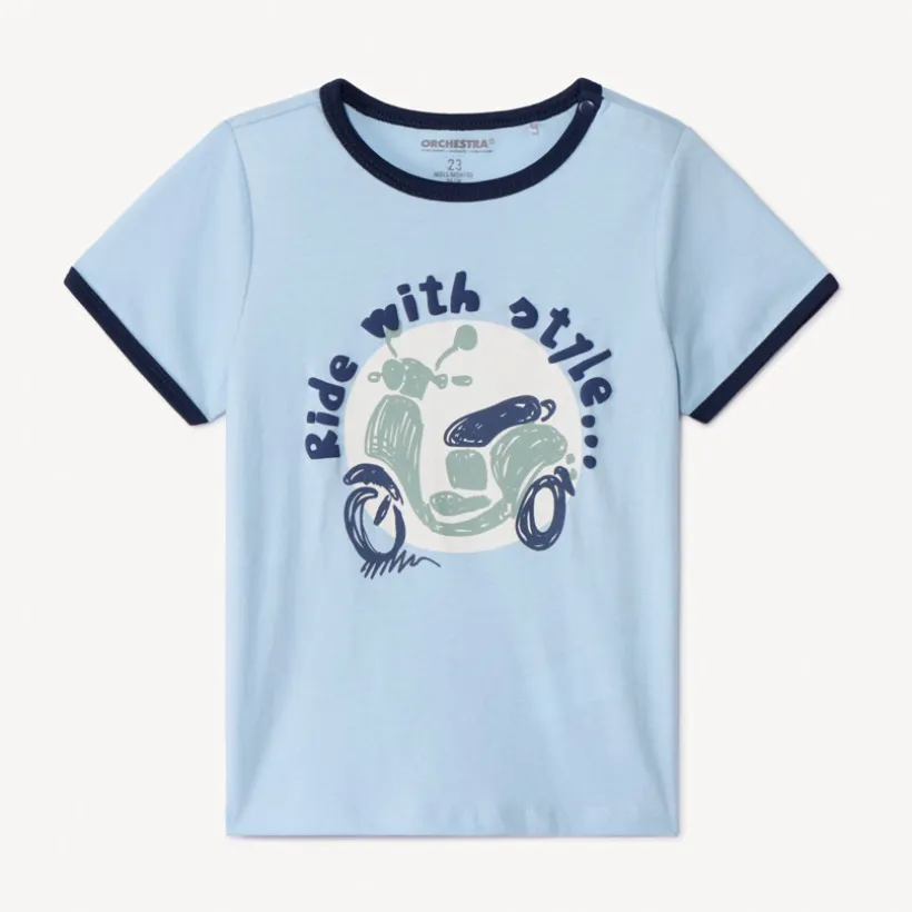 T-shirt met korte mouwen en scooterprint voor babyjongens