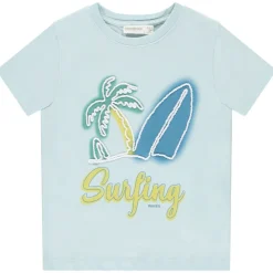 T-shirt met korte mouwen en surfpatroon jongens