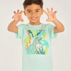 T-shirt met korte mouwen, fantasiedruk en velours patch jongens