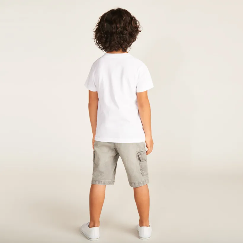 T-shirt met korte mouwen, fantasiedruk en velours patch jongens