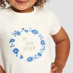 T-shirt met korte mouwen, geborduurde bloemen, voor babymeisje