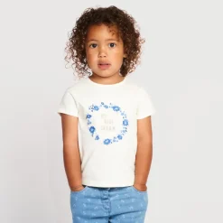 T-shirt met korte mouwen, geborduurde bloemen, voor babymeisje