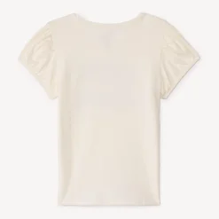 T-shirt met korte mouwen, glitterprint en strass meisjes