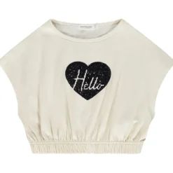 T-shirt met korte mouwen in doosvorm met fantasie pailletten meisjes
