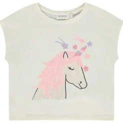 T-shirt met korte mouwen in doosvorm met eenhoorn meisjes