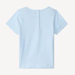 T-shirt met korte mouwen in effen kleur met fantasieprint en glitterdetails voor babymeisje