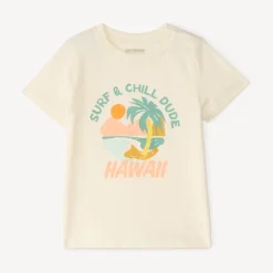 T-shirt met korte mouwen in effen kleur met fantasiedruk voor babyjongen