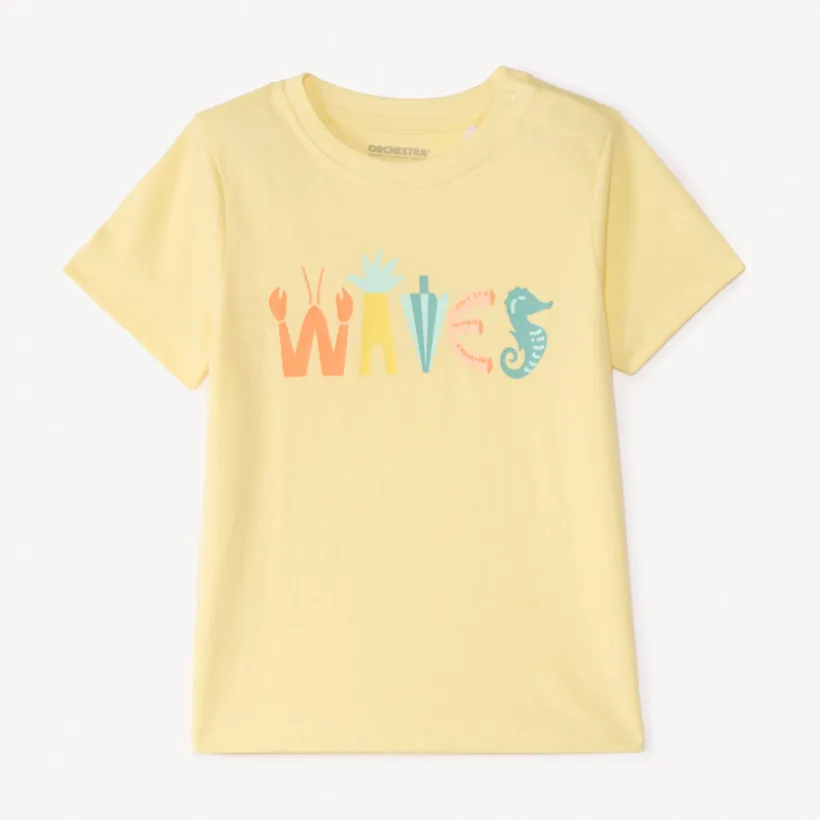 T-shirt met korte mouwen in effen kleur met fantasiedruk voor babyjongen