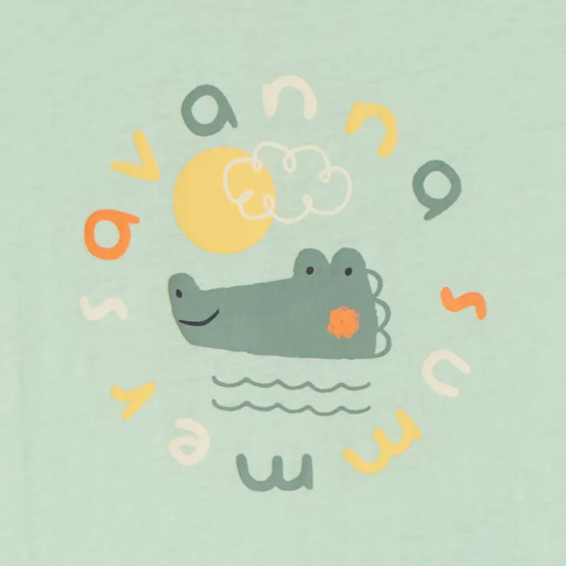 T-shirt met korte mouwen in effen kleur met fantasiedruk voor babyjongen