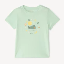 T-shirt met korte mouwen in effen kleur met fantasiedruk voor babyjongen