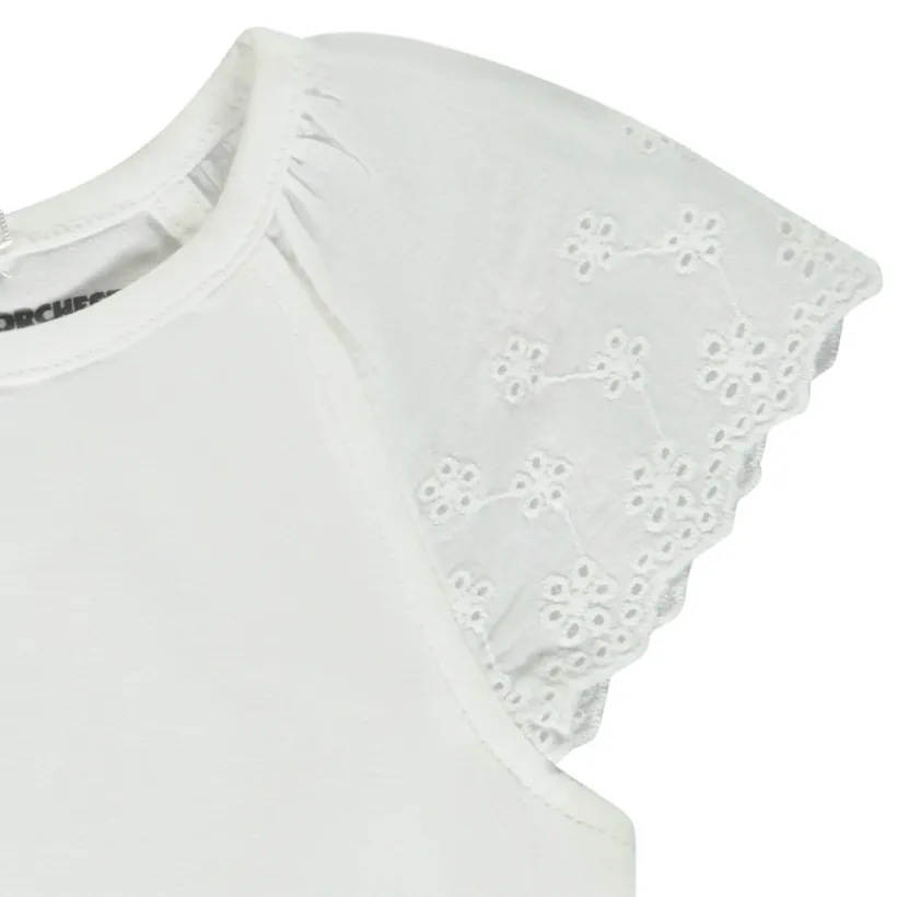 T-shirt met korte mouwen in Engels borduursel voor baby meisjes