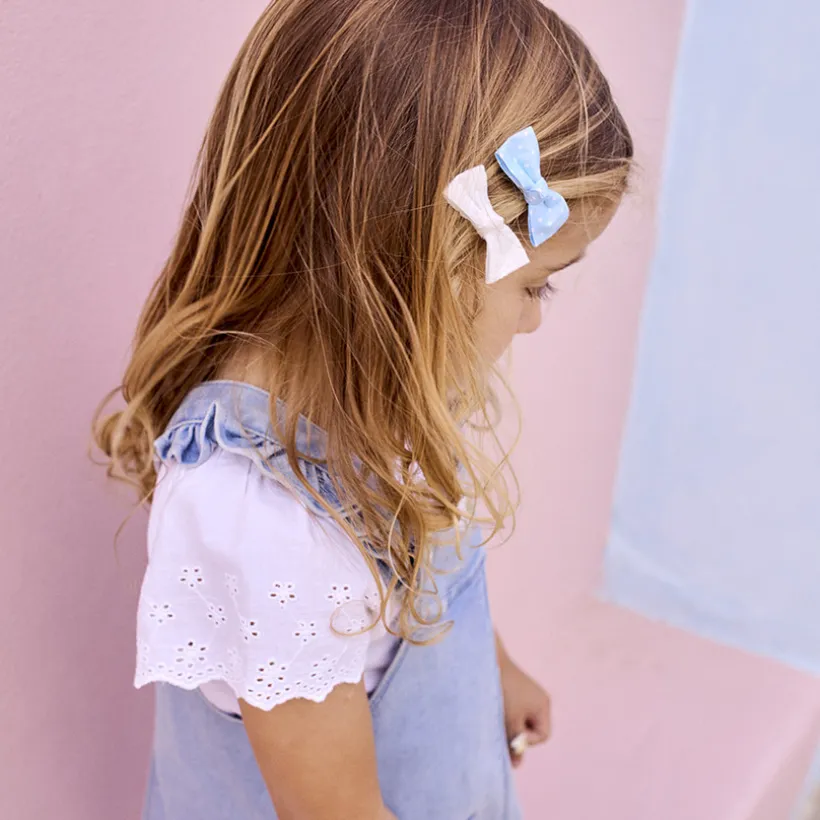 T-shirt met korte mouwen in Engels borduursel voor baby meisjes