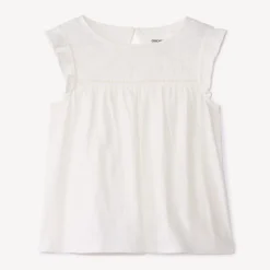 T-shirt met korte mouwen in jersey slub en Engels borduursel meisjes