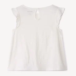 T-shirt met korte mouwen in jersey slub en Engels borduursel meisjes