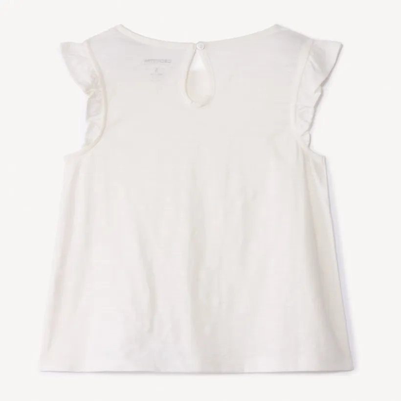 T-shirt met korte mouwen in jersey slub en Engels borduursel meisjes