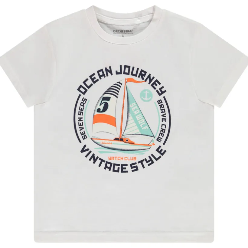 T-shirt met korte mouwen in jersey met fantasieprint voor jongen