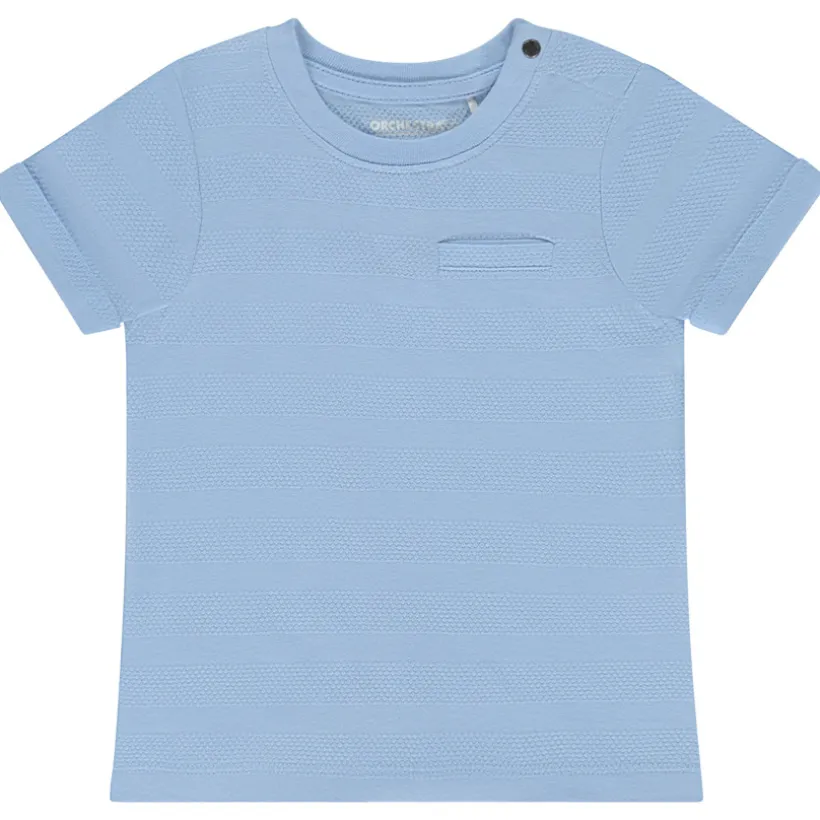 T-shirt met korte mouwen in jersey met popcorn-effect voor baby jongen