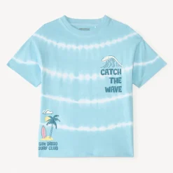 T-shirt met korte mouwen in tie-dye surfprint jongens