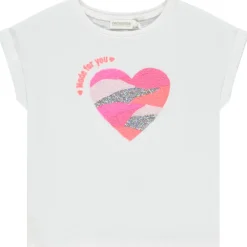 T-shirt met korte mouwen in uni met borduursel en pailletten voor meisjes