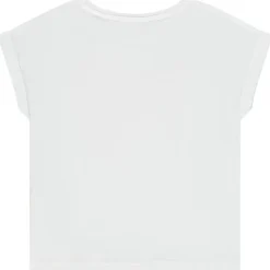 T-shirt met korte mouwen in uni met borduursel en pailletten voor meisjes