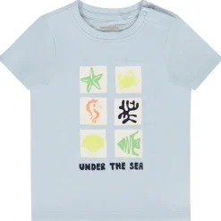 T-shirt met korte mouwen in uni met maritiem print voor baby jongen