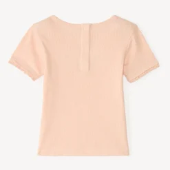 T-shirt met korte mouwen meisjes met geborduurd bloemenmotief