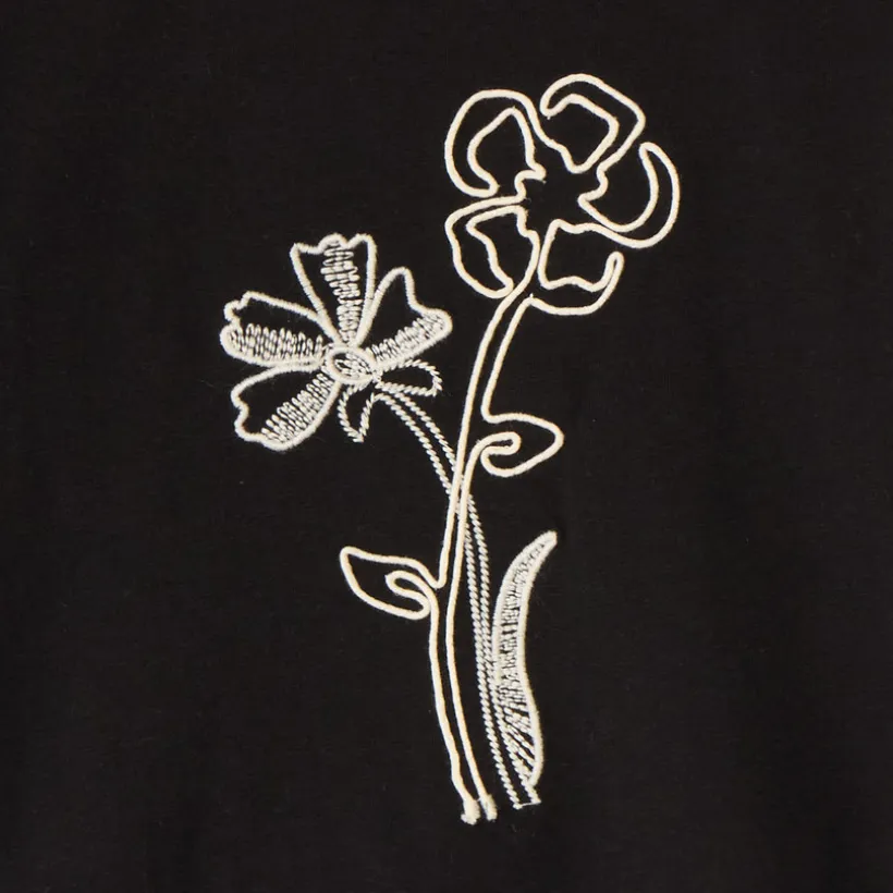 T-shirt met korte mouwen meisjes met bloemen in corduroy