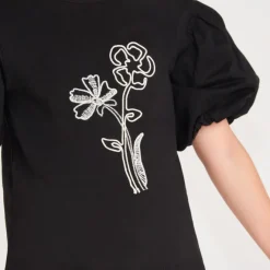T-shirt met korte mouwen meisjes met bloemen in corduroy