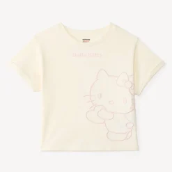 T-shirt met korte mouwen meisjes met een oversized pasvorm en Hello Kitty borduursel