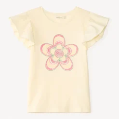 T-shirt met korte mouwen met bloemen in cord en pailletten meisjes