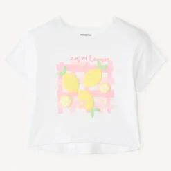 T-shirt met korte mouwen met 3D citroenprint meisjes