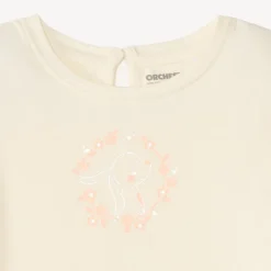 T-shirt met korte mouwen met een eenkleurige print van een konijn voor meisjesbaby's