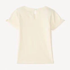 T-shirt met korte mouwen met een eenkleurige print van een konijn voor meisjesbaby's