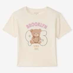 T-shirt met korte mouwen met een print van een teddybeer meisjes