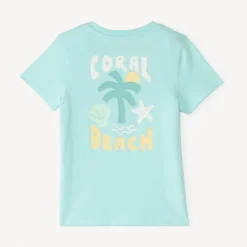 T-shirt met korte mouwen met een palmprint voor jongen.