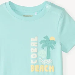 T-shirt met korte mouwen met een palmprint voor jongen.