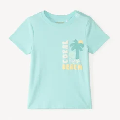 T-shirt met korte mouwen met een palmprint voor jongen.