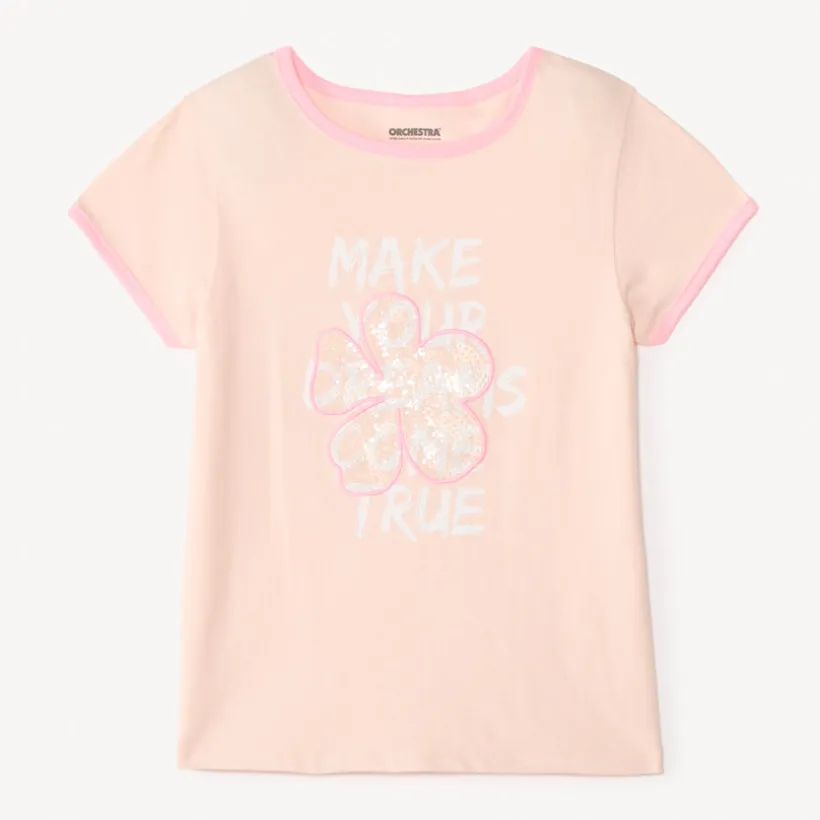 T-shirt met korte mouwen met fantasie sequinmotieven meisjes