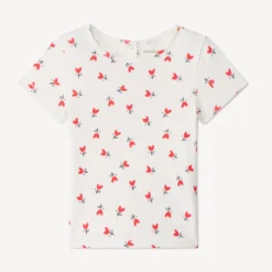 T-shirt met korte mouwen, met fantasie hartenprint voor babymeisje