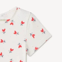T-shirt met korte mouwen, met fantasie hartenprint voor babymeisje