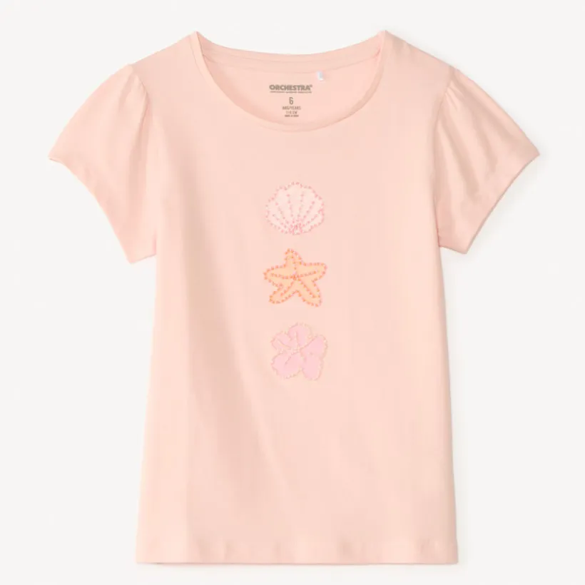 T-shirt met korte mouwen met fantasieontwerp in parels meisjes