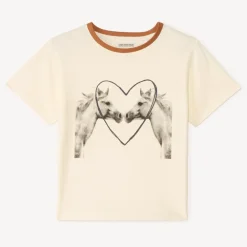 T-shirt met korte mouwen met fotoprint van paarden meisjes