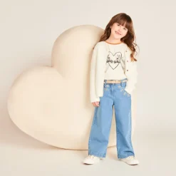 T-shirt met korte mouwen met fotoprint van paarden meisjes