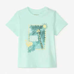 T-shirt met korte mouwen met fotoprint van een strand voor baby jongen