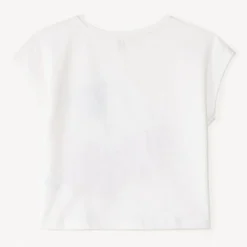 T-shirt met korte mouwen met gestikt en sequins kersmotief voor meisje
